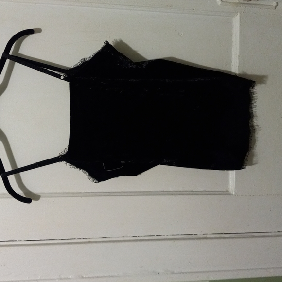 NWOT No Boundaries Chemise Blk Velvet/Lace & Fringe, Sz 7-9 - Picture 2 of 2